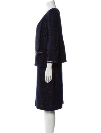 St. John Couture Wool Chain-Link Accents Dress Set