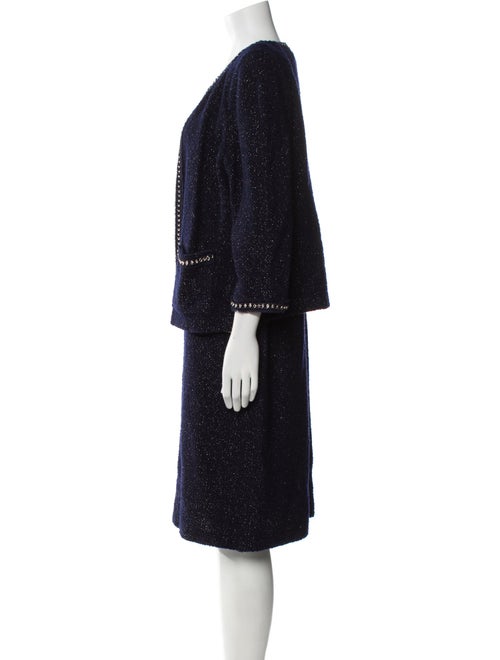 St. John Couture Wool Chain-Link Accents Dress Set