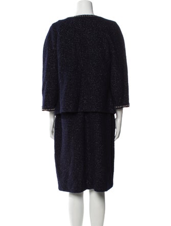 St. John Couture Wool Chain-Link Accents Dress Set