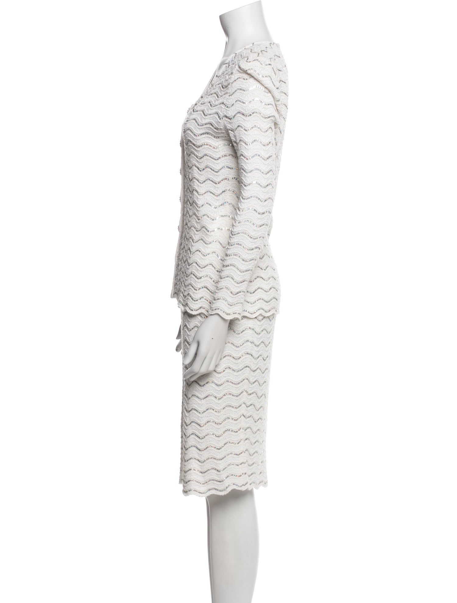 St. John Couture Striped Glitter Accents Skirt Set