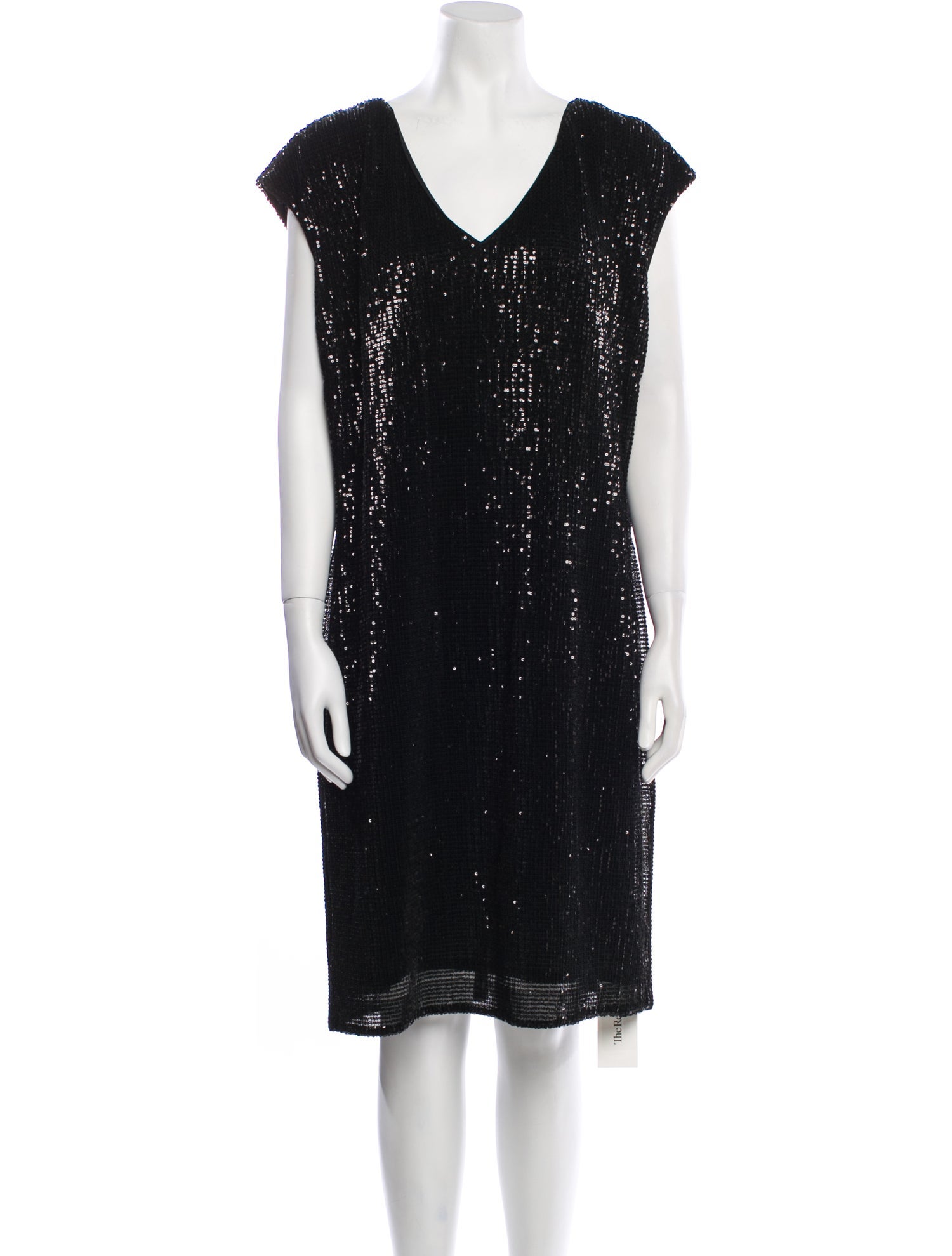 St. John Couture V-Neck Knee-Length Dress