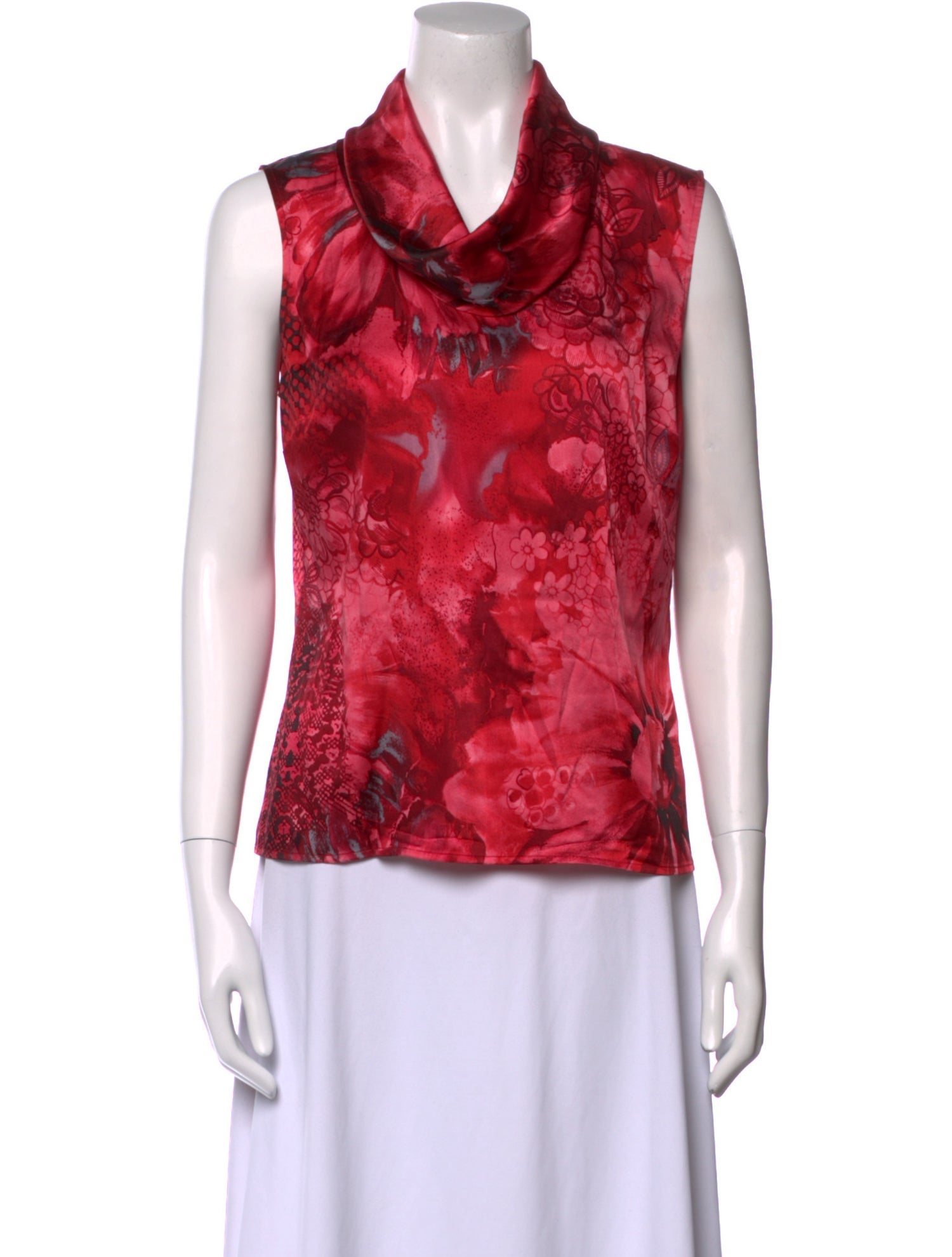 St. John Couture Silk Floral Print Top