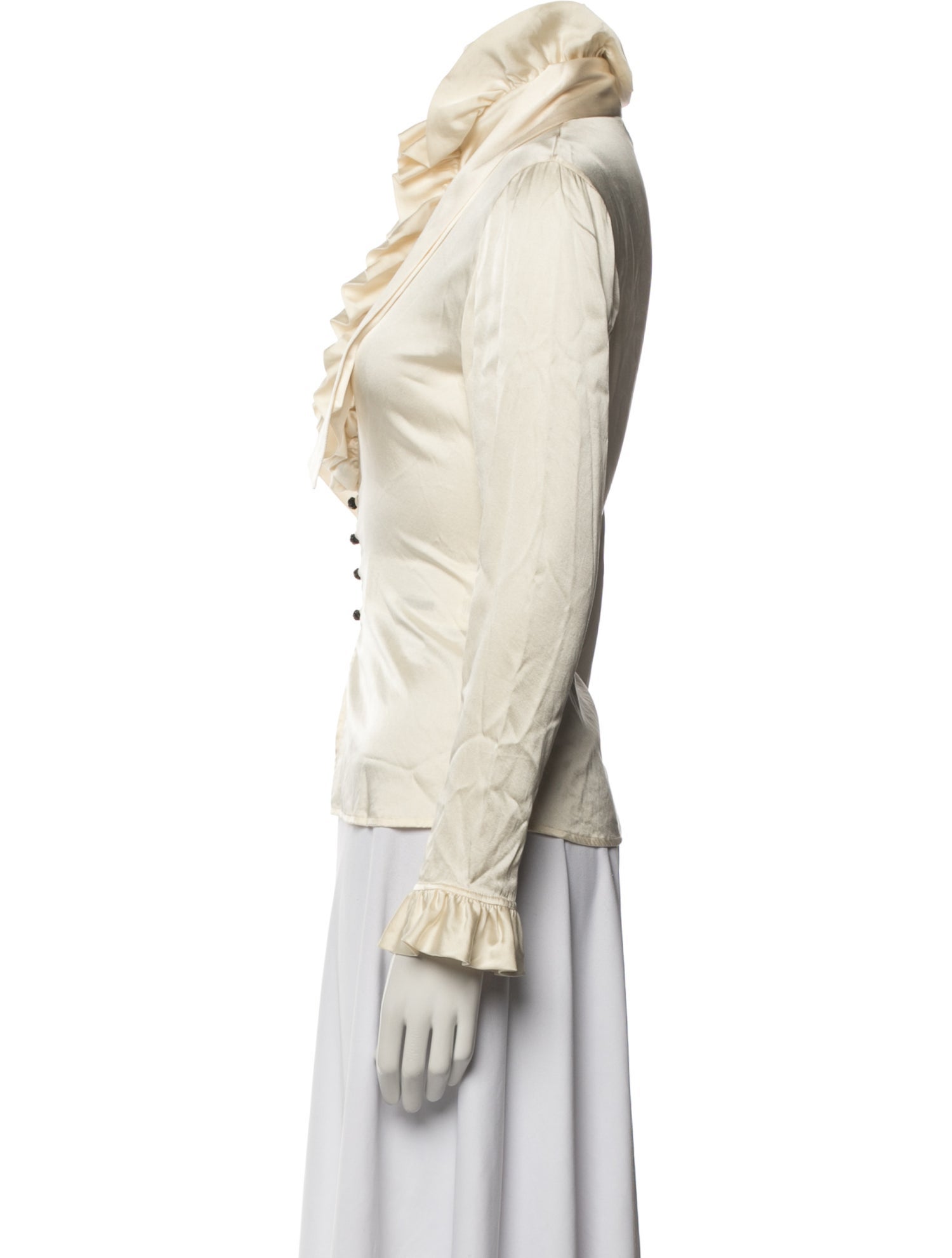 St. John Couture Silk Mock Neck Blouse