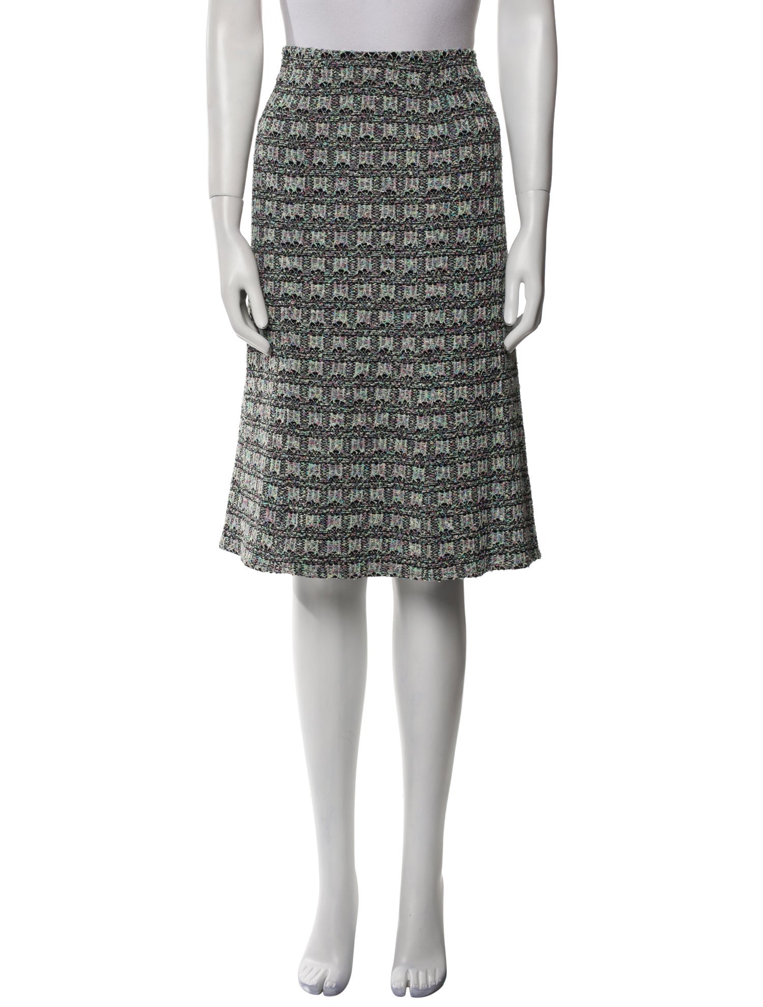 St. John Couture Tweed Pattern Knee-Length Skirt