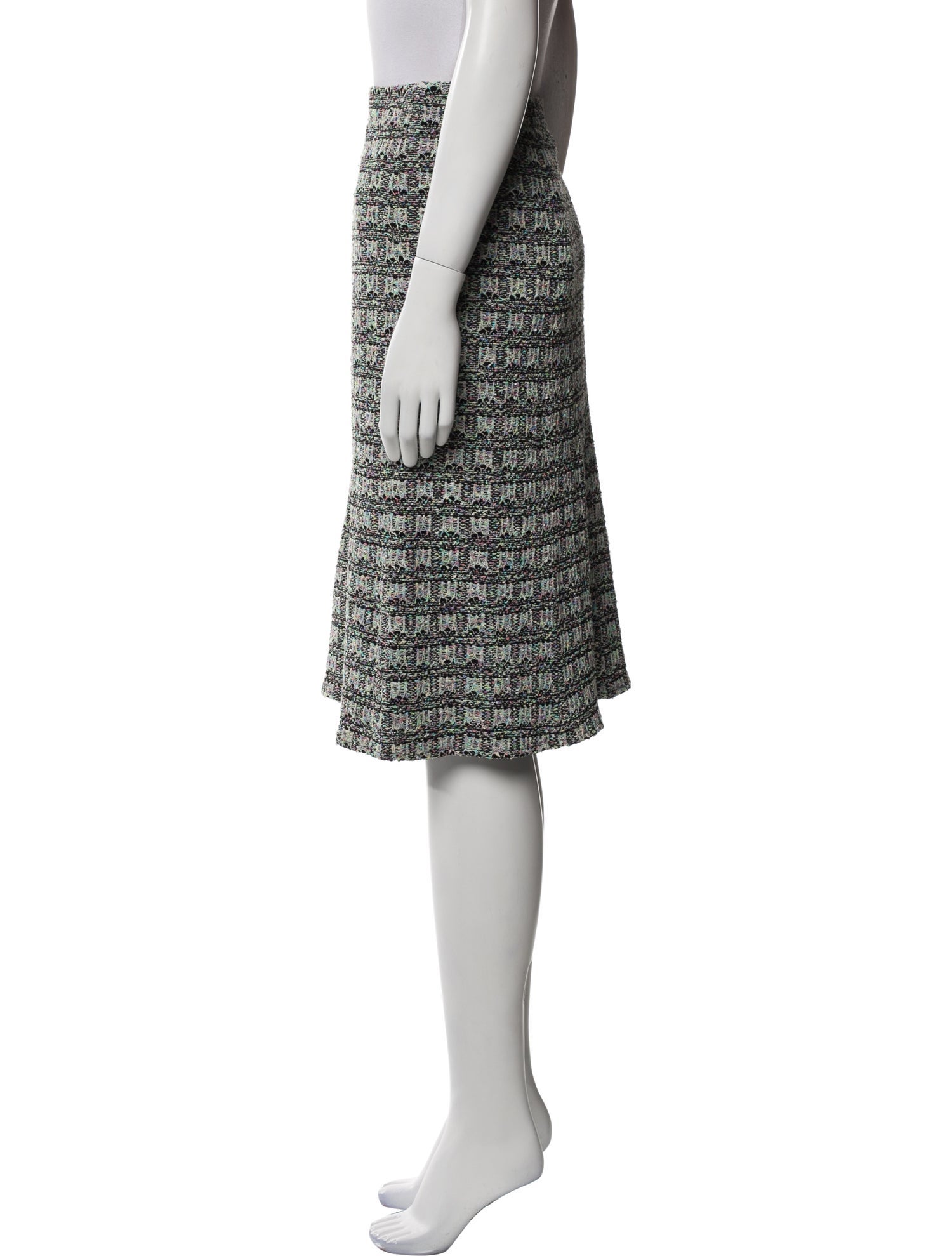 St. John Couture Tweed Pattern Knee-Length Skirt