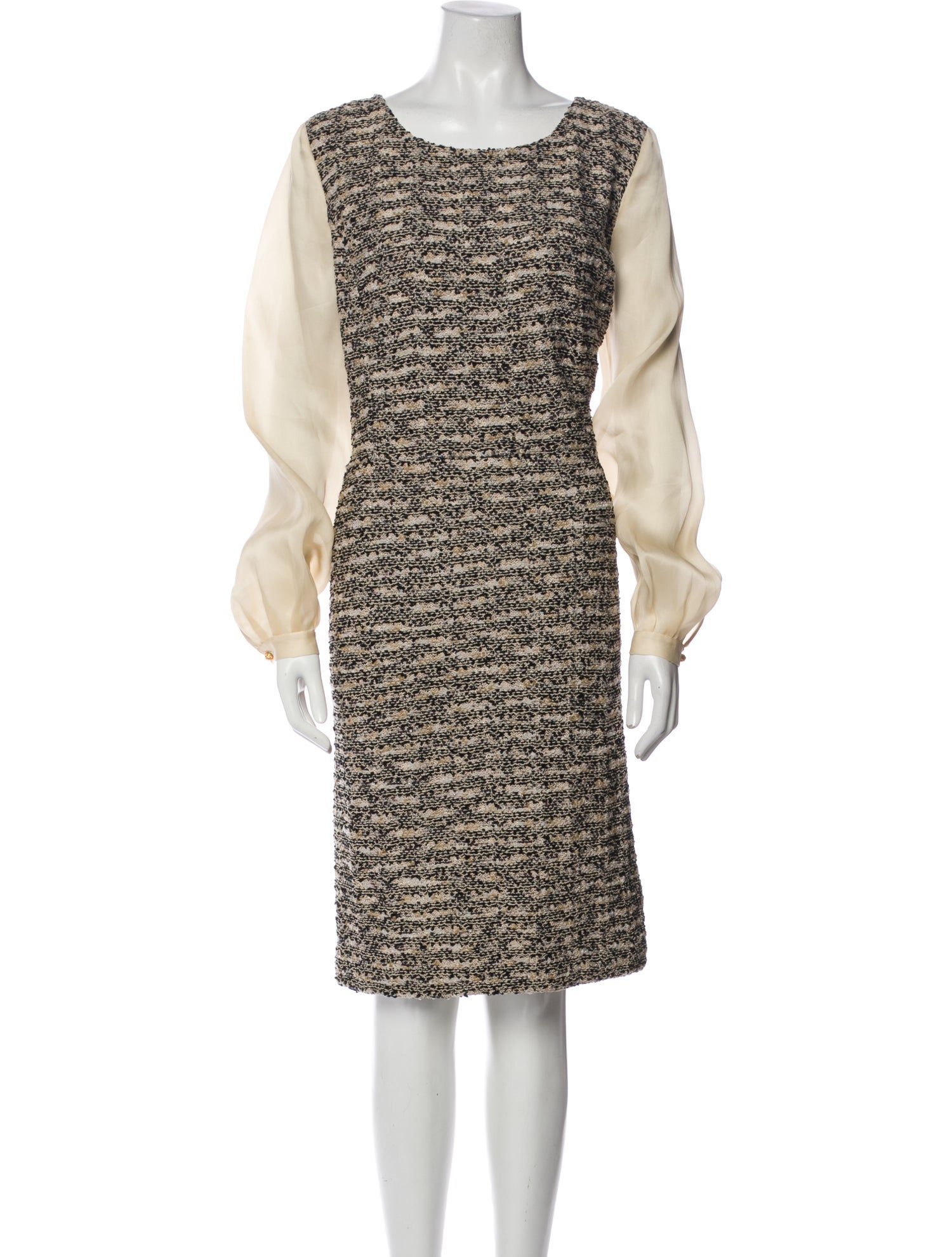 St. John Couture Bateau Neckline Knee-Length Dress