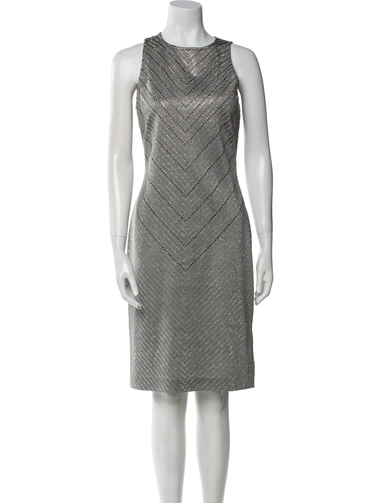 St. John Couture Bateau Neckline Knee-Length Dress