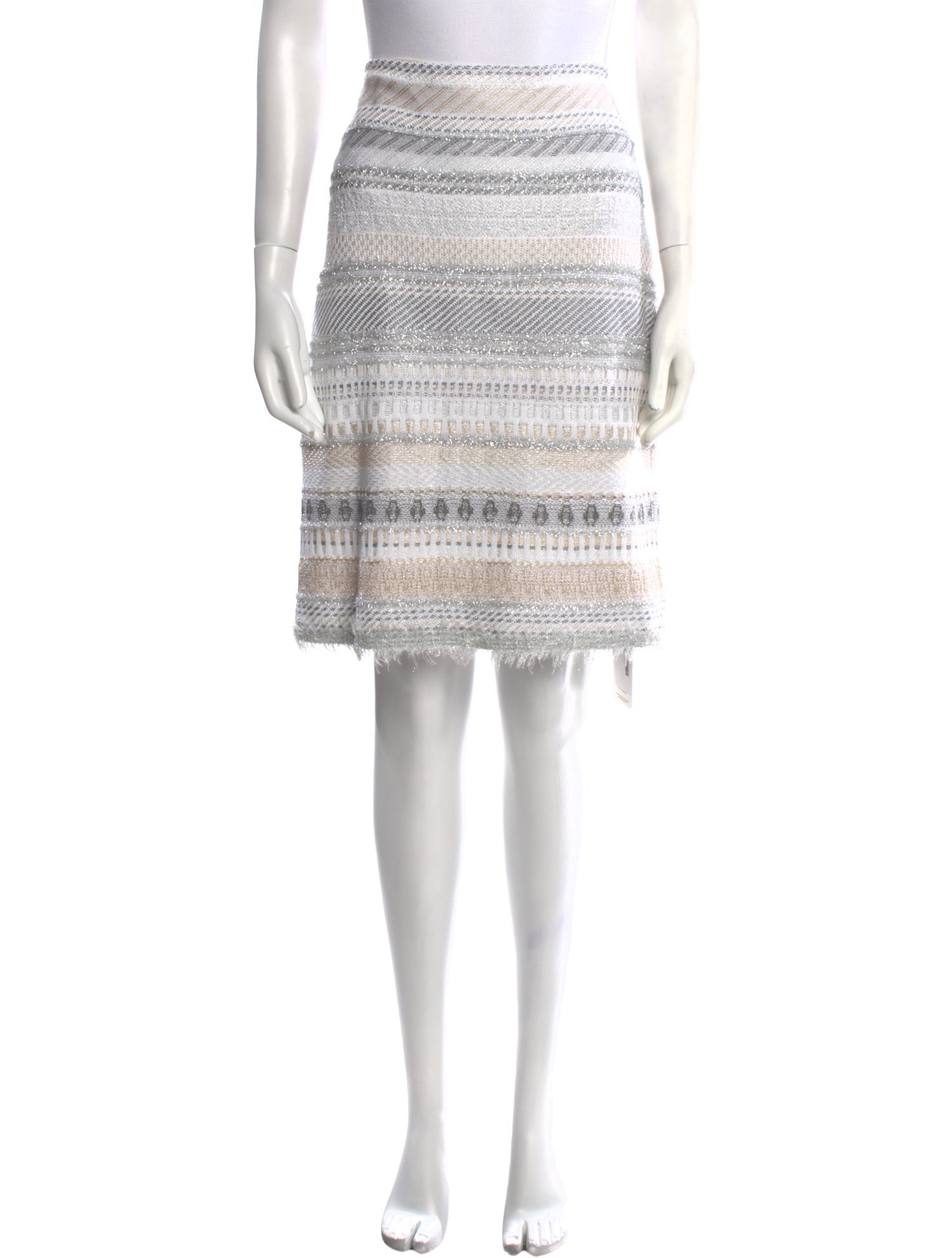St. John Couture Striped Knee-Length Skirt