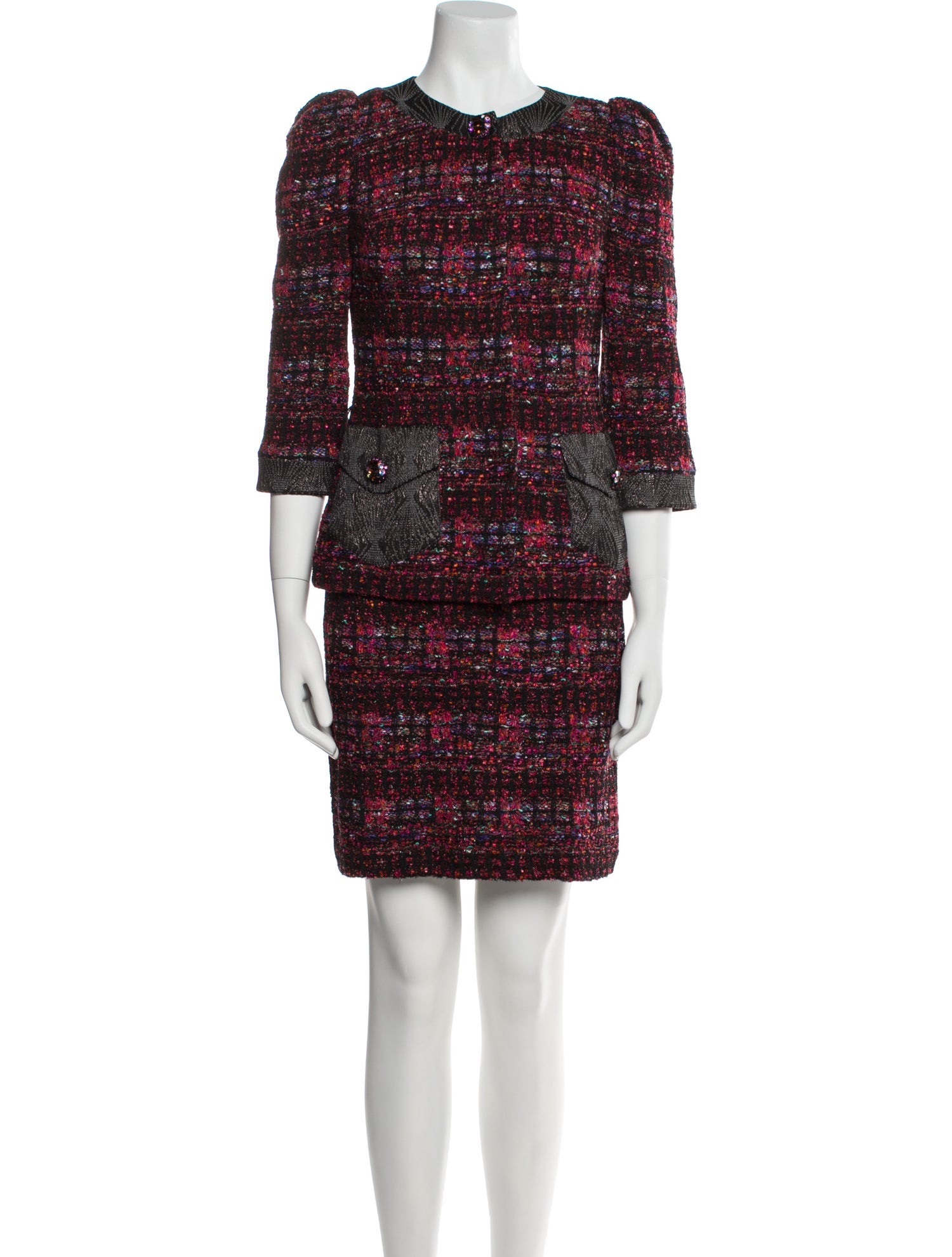 St. John Couture Tweed Pattern Glitter Accents Skirt Suit w/ Tags