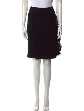 St. John Couture Feather Trim Knee-Length Skirt