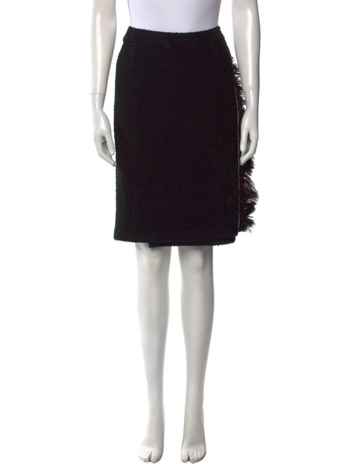 St. John Couture Feather Trim Knee-Length Skirt