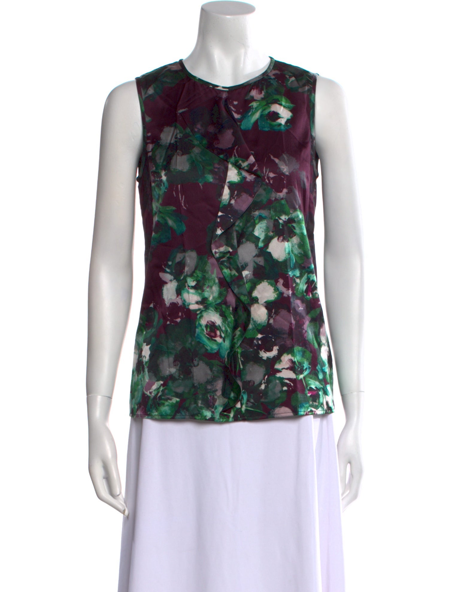 St. John Couture Silk Floral Print Blouse