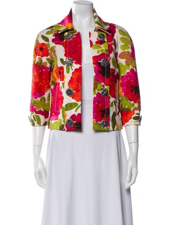 St. John Couture Wool Floral Print Blazer