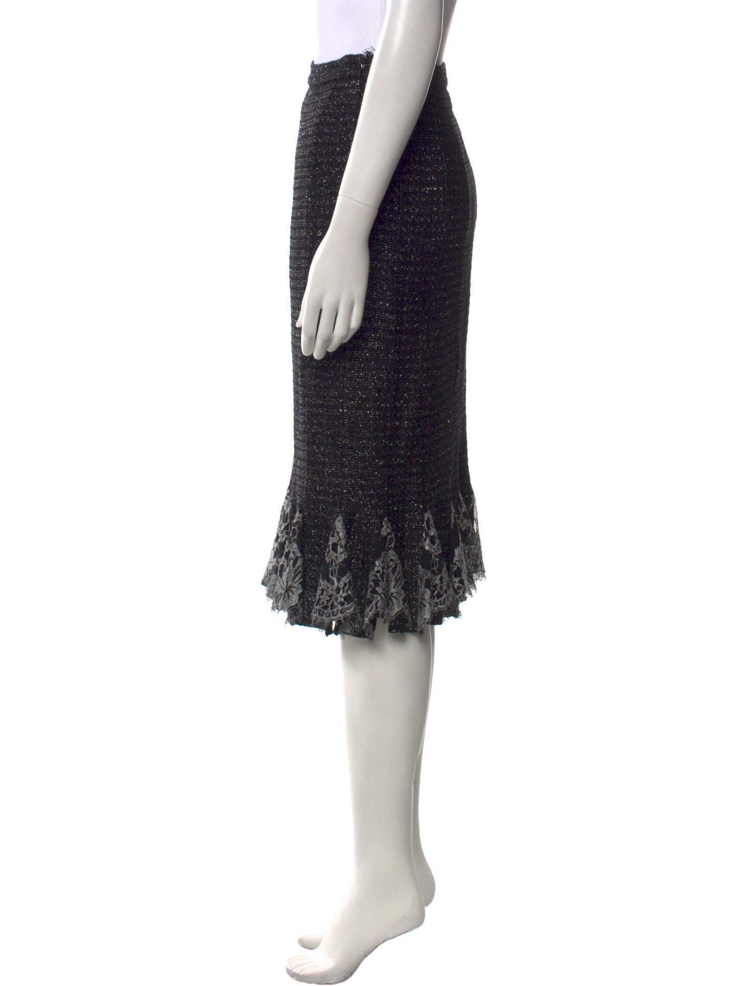 St. John Couture Lace Knee-Length Skirt