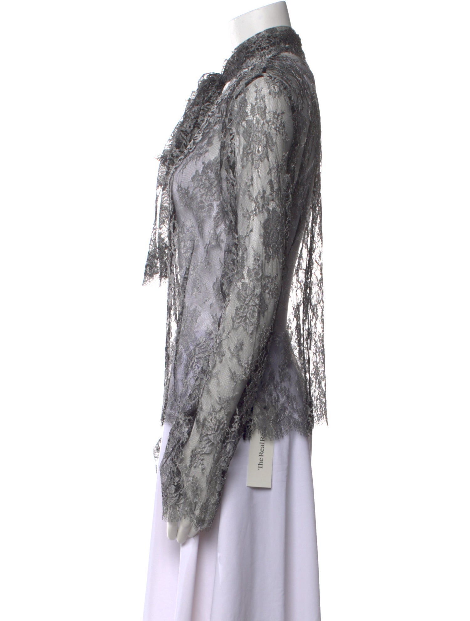 St. John Couture Lace Lace Pattern Button-Up Top