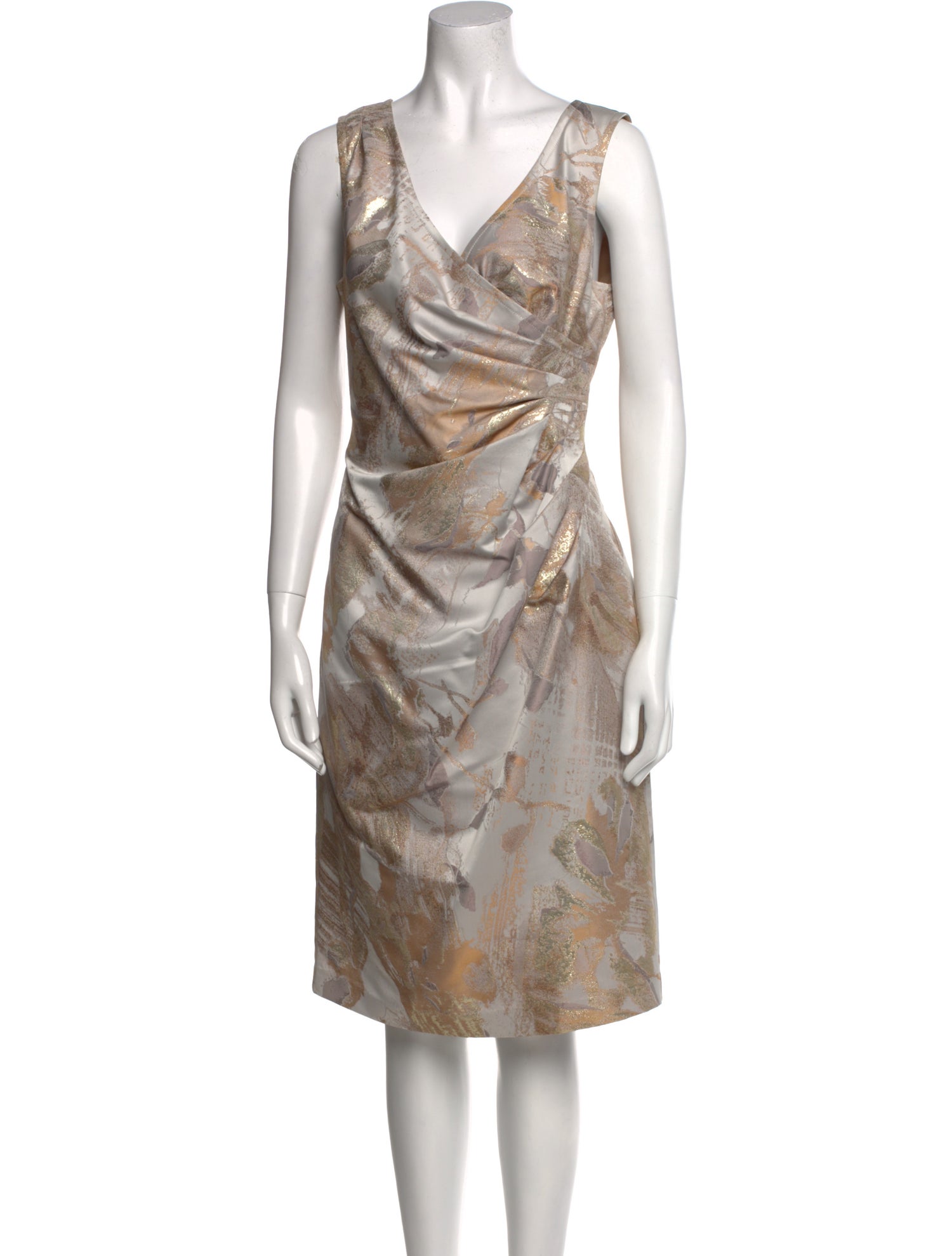 St. John Couture Floral Print Knee-Length Dress