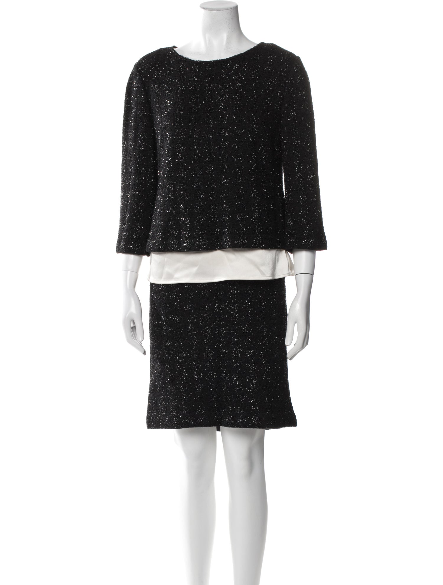 St. John Couture Tweed Pattern Skirt Set