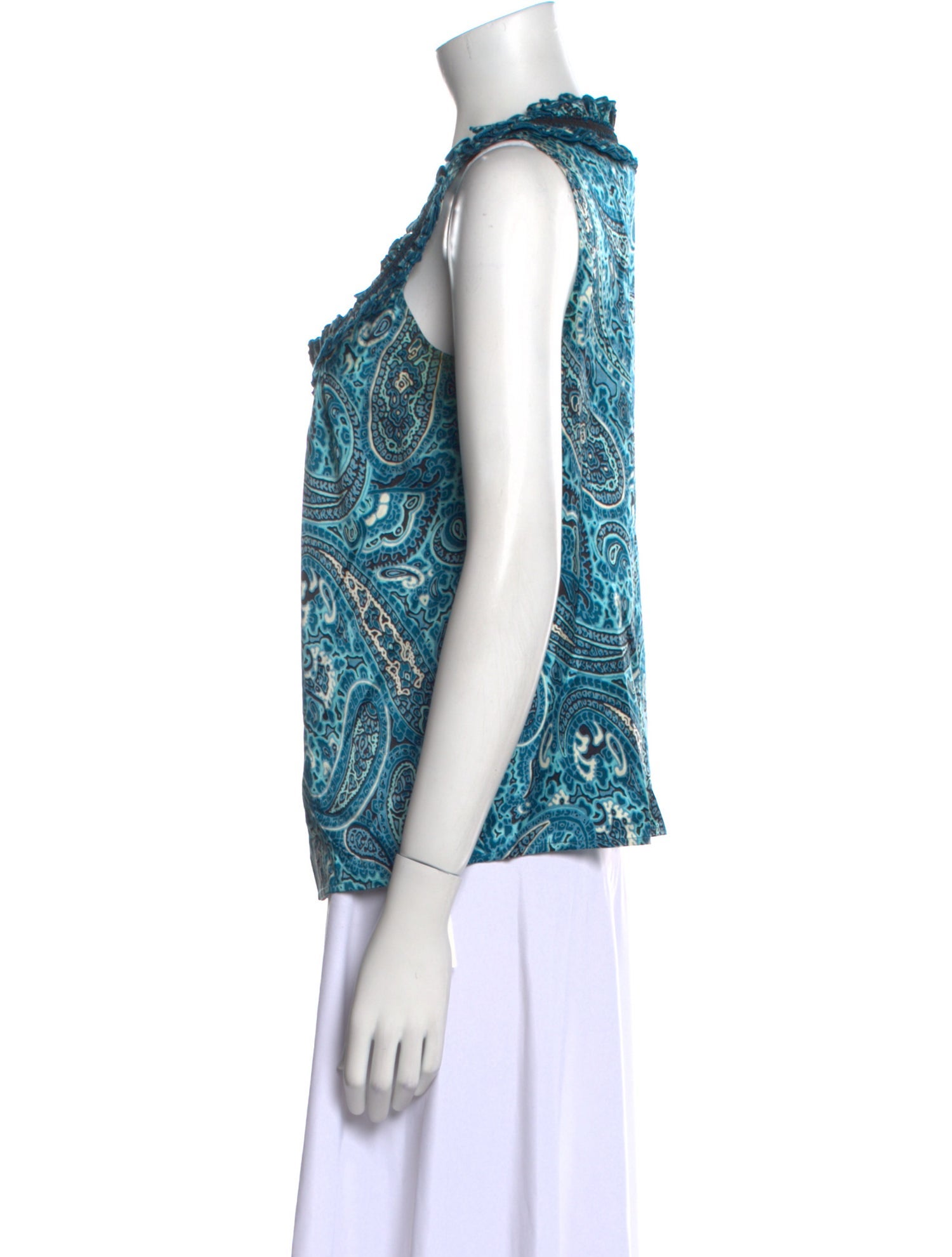St. John Couture Silk Paisley Print Top