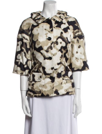 St. John Couture Silk Floral Print Jacket