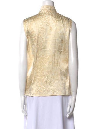 St. John Couture Silk Mock Neck Button-Up Top