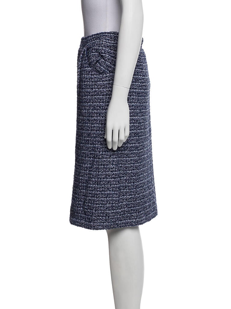 St. John Couture Tweed Pattern Knee-Length Skirt