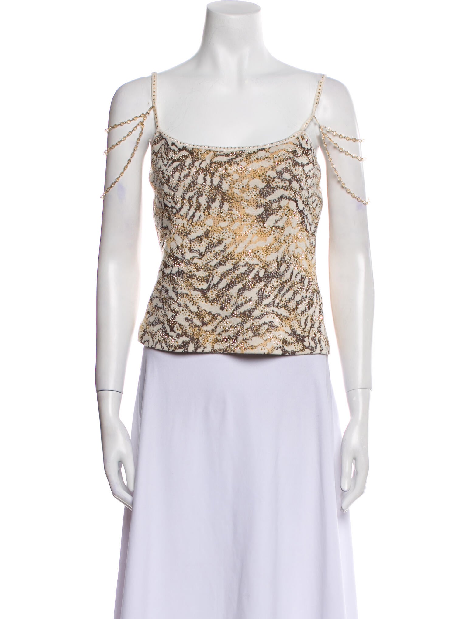 St. John Couture Wool Printed Crop Top