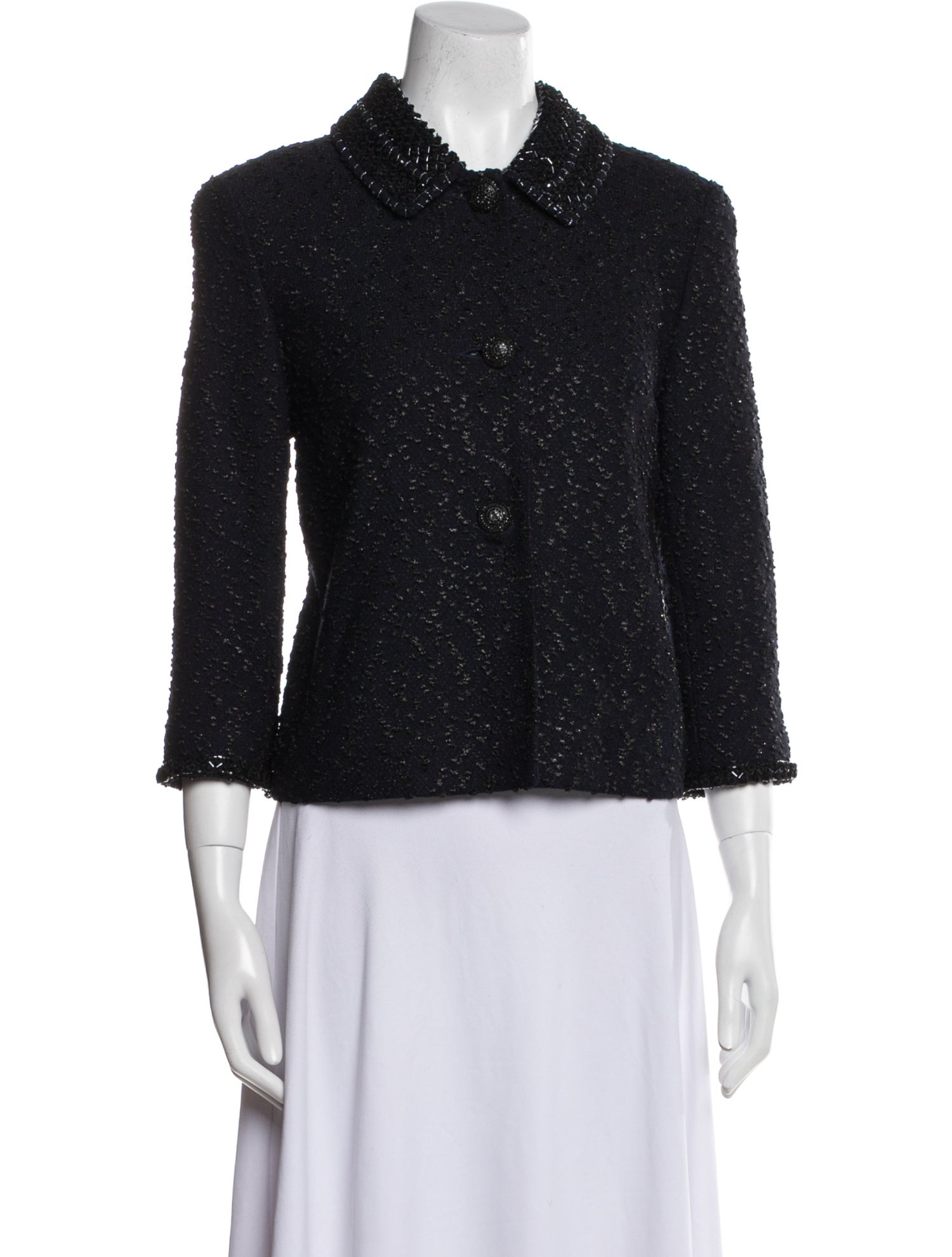 St. John Couture Wool Tweed Pattern Evening Jacket