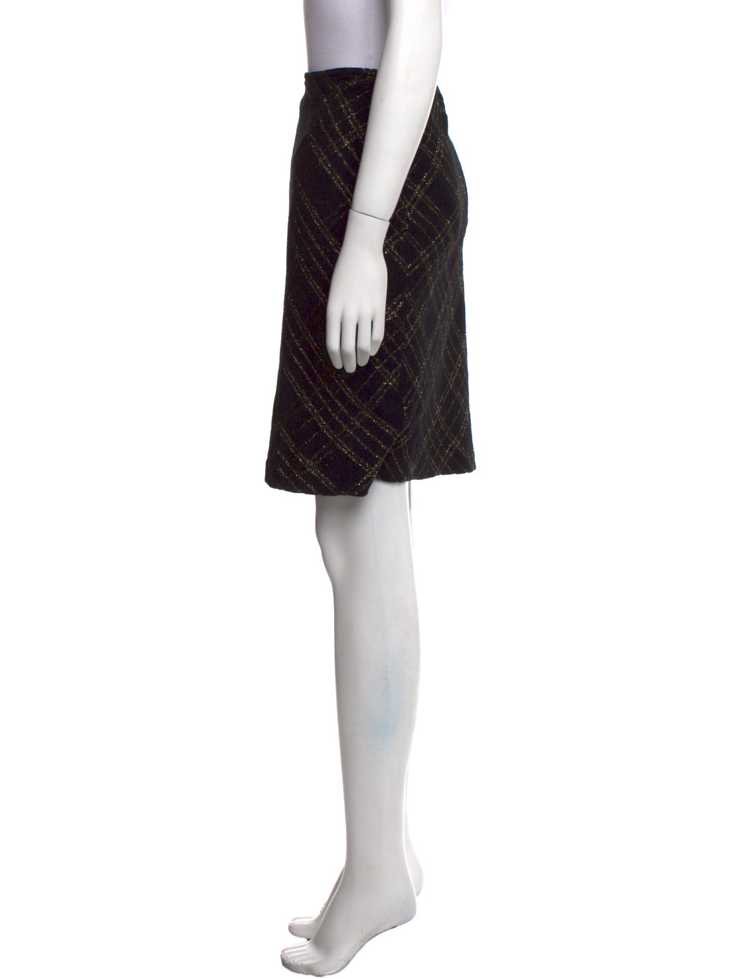 St. John Couture Plaid Print Knee-Length Skirt