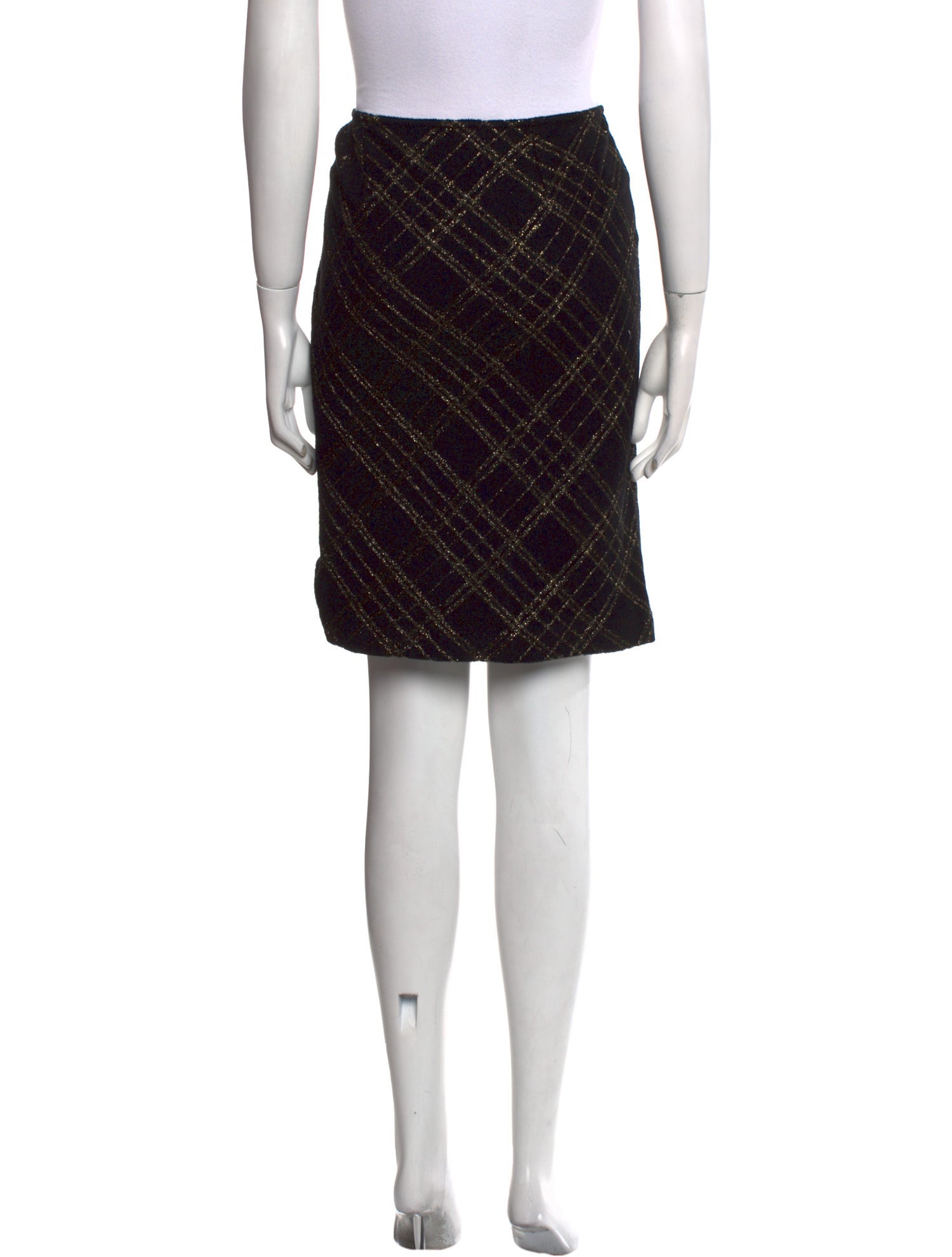 St. John Couture Plaid Print Knee-Length Skirt