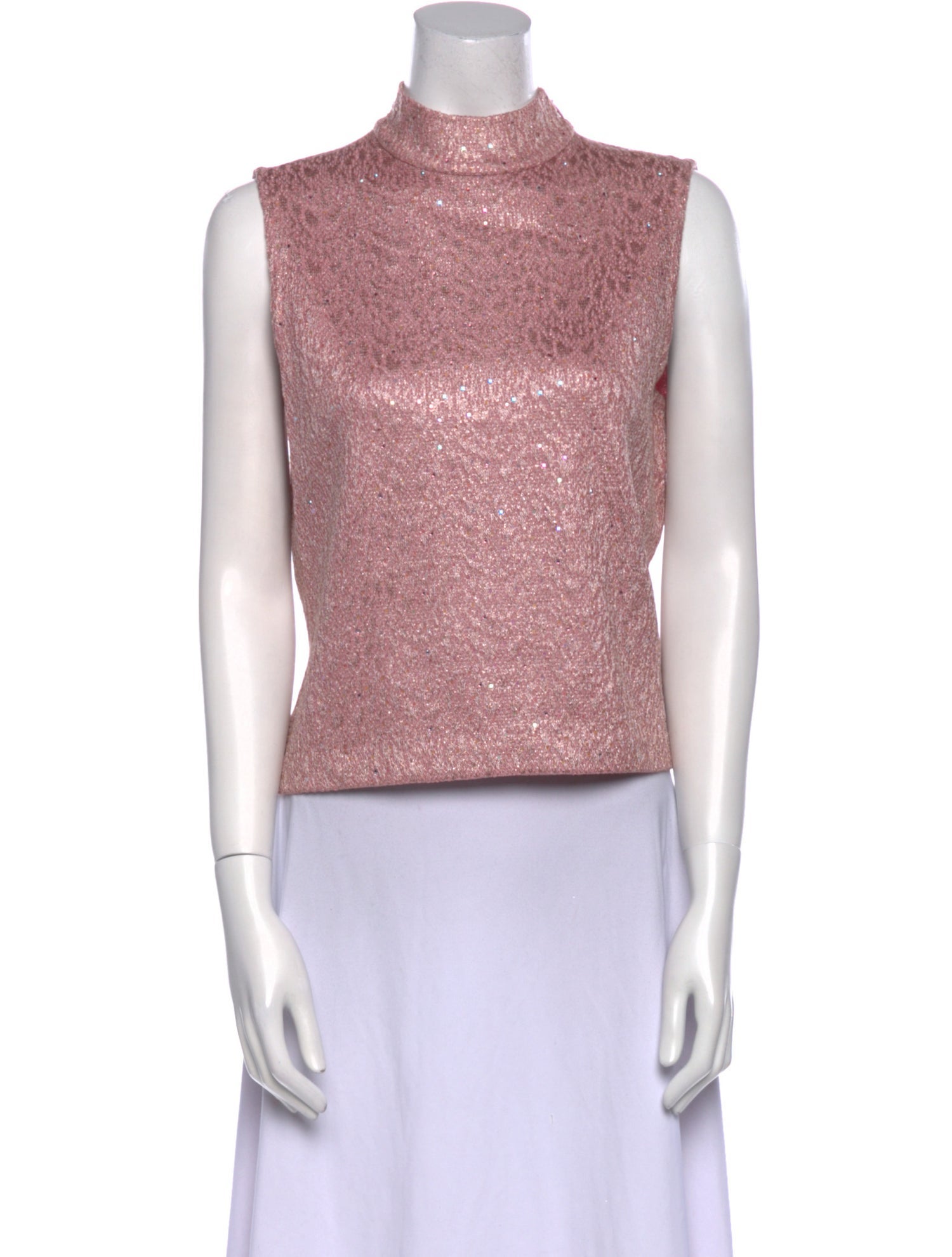 St. John Couture Mock Neck Sleeveless Crop Top