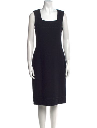 St. John Couture Square Neckline Knee-Length Dress