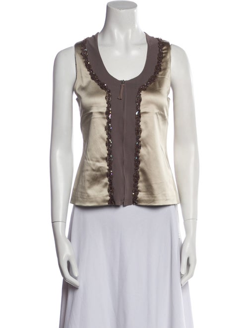 St. John Couture Scoop Neck Sleeveless Crop Top