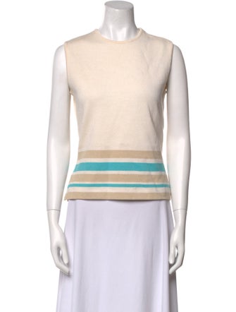 St. John Couture Striped Crew Neck Top