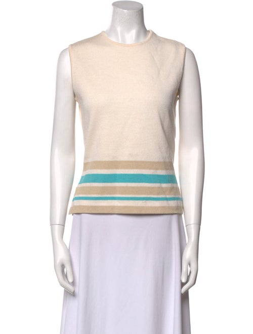 St. John Couture Striped Crew Neck Top