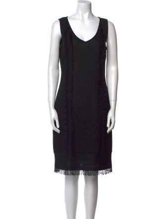 St. John Couture V-Neck Knee-Length Dress