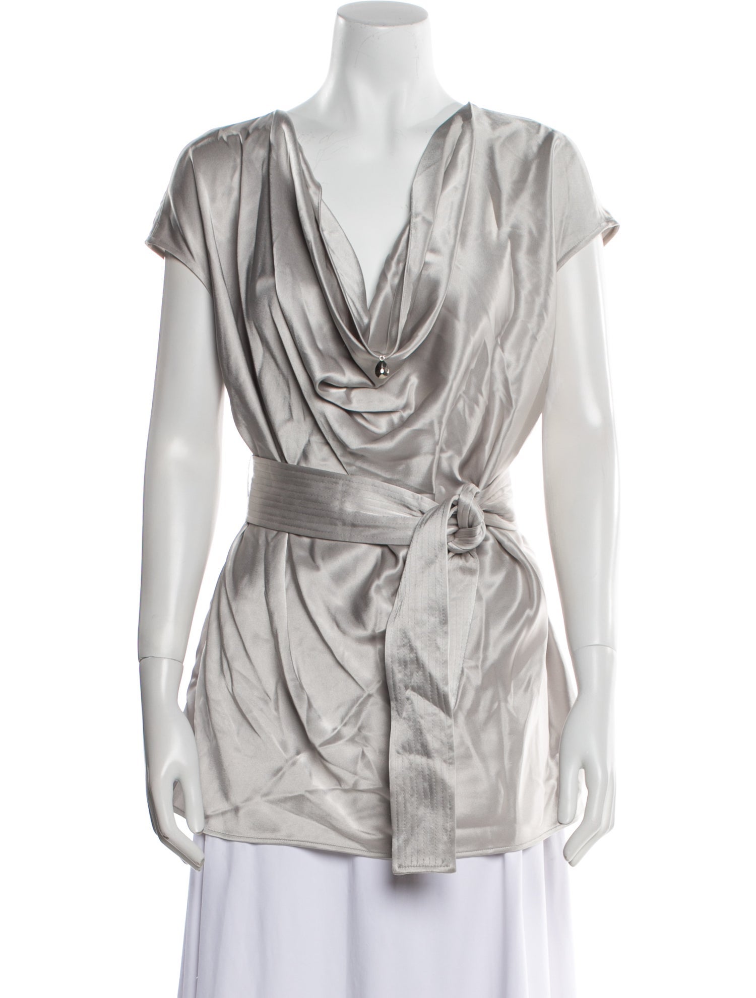 St. John Couture Cowl Neck Short Sleeve Tunic