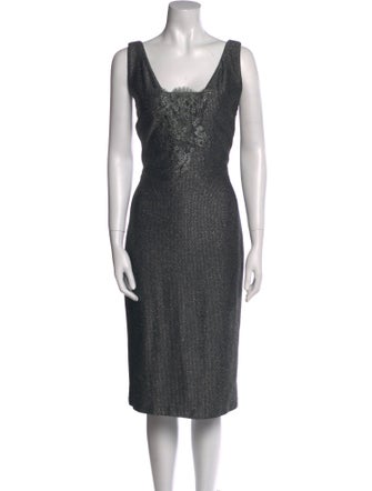 St. John Couture Square Neckline Midi Length Dress