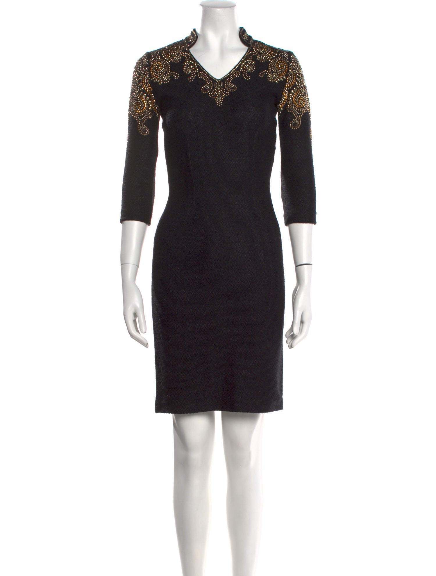 St. John Couture V-Neck Knee-Length Dress