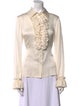 St. John Couture Silk Long Sleeve Button-Up Top