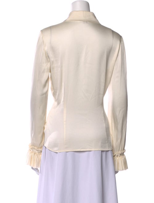 St. John Couture Silk Long Sleeve Button-Up Top