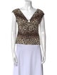 St. John Couture Animal Print V-Neck Crop Top