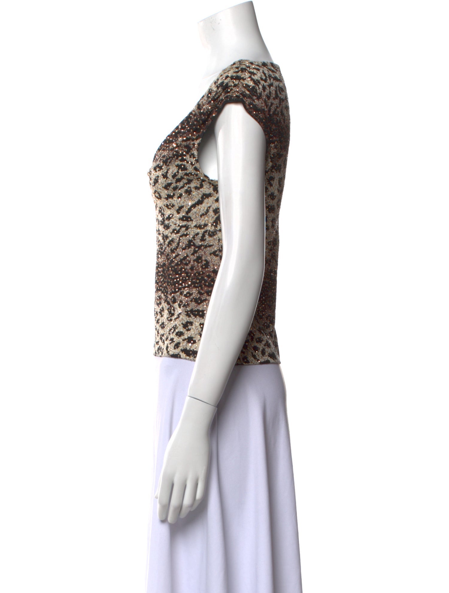 St. John Couture Animal Print V-Neck Crop Top