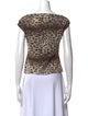 St. John Couture Animal Print V-Neck Crop Top