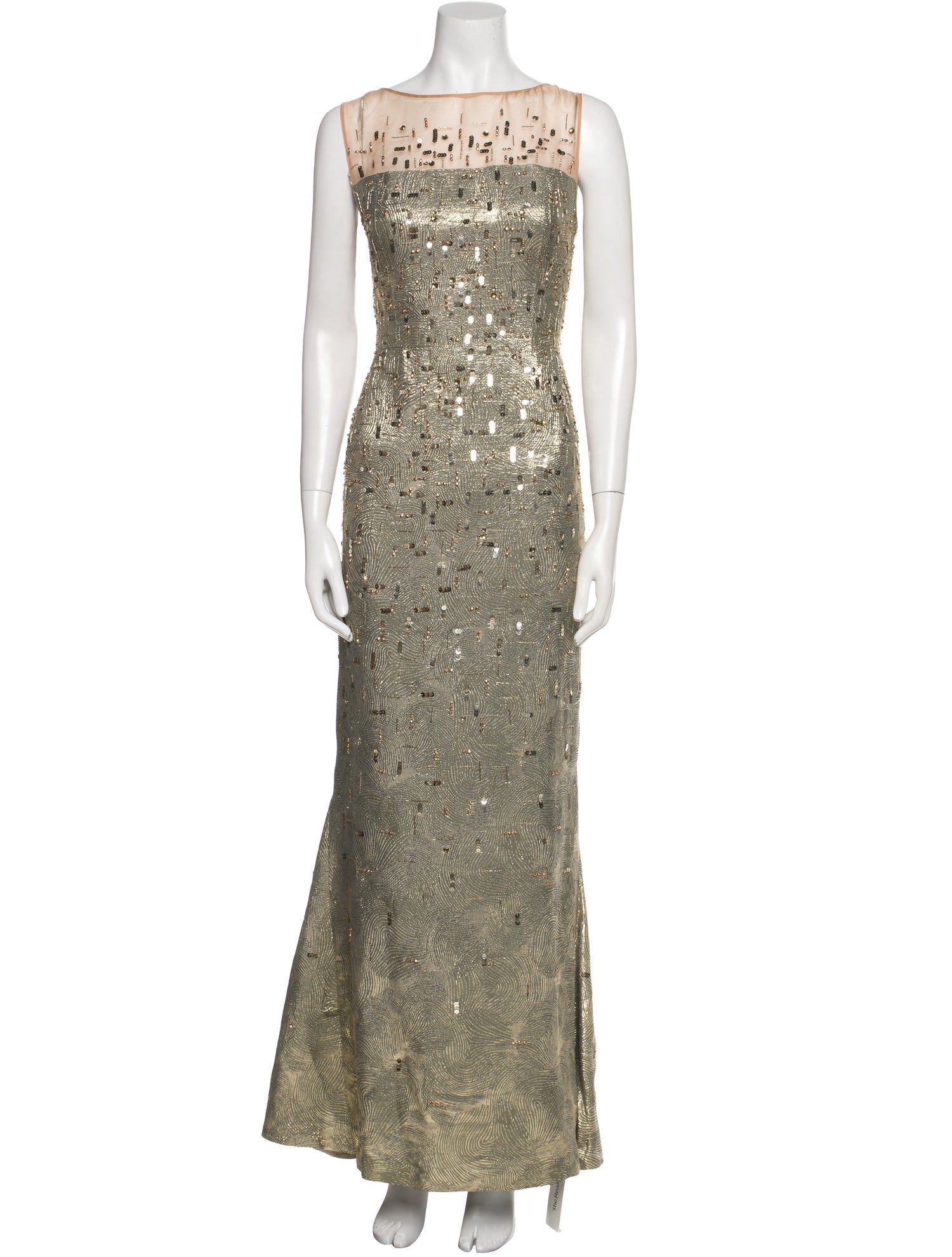 St. John Couture Bateau Neckline Long Dress