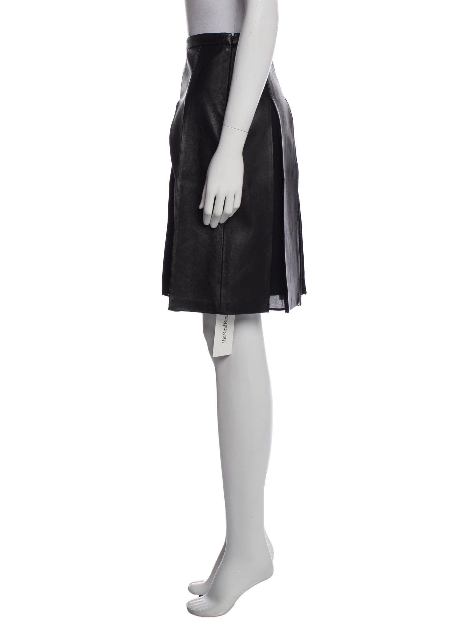 St. John Couture Leather Knee-Length Skirt w/ Tags