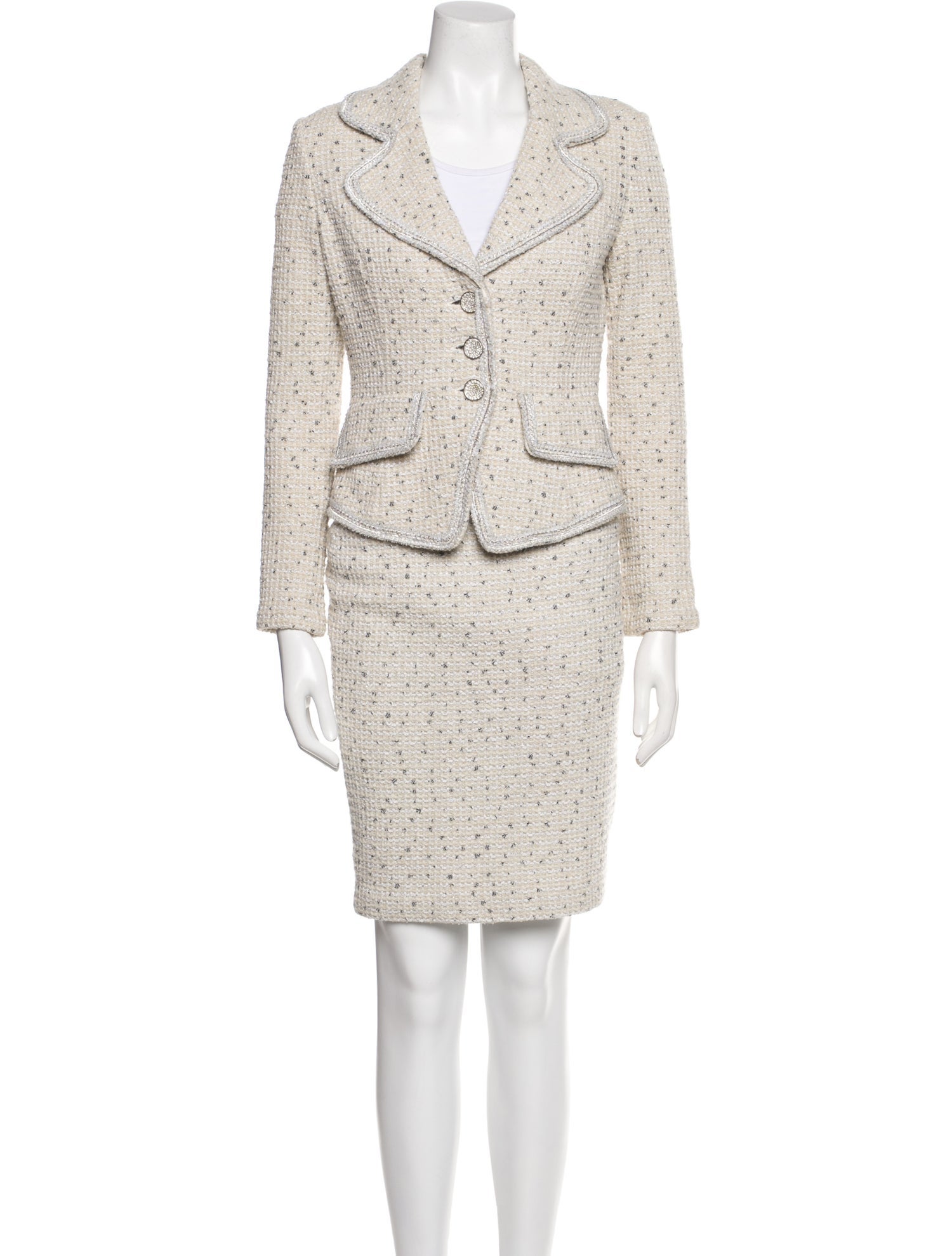 St. John Couture Wool Printed Skirt Set