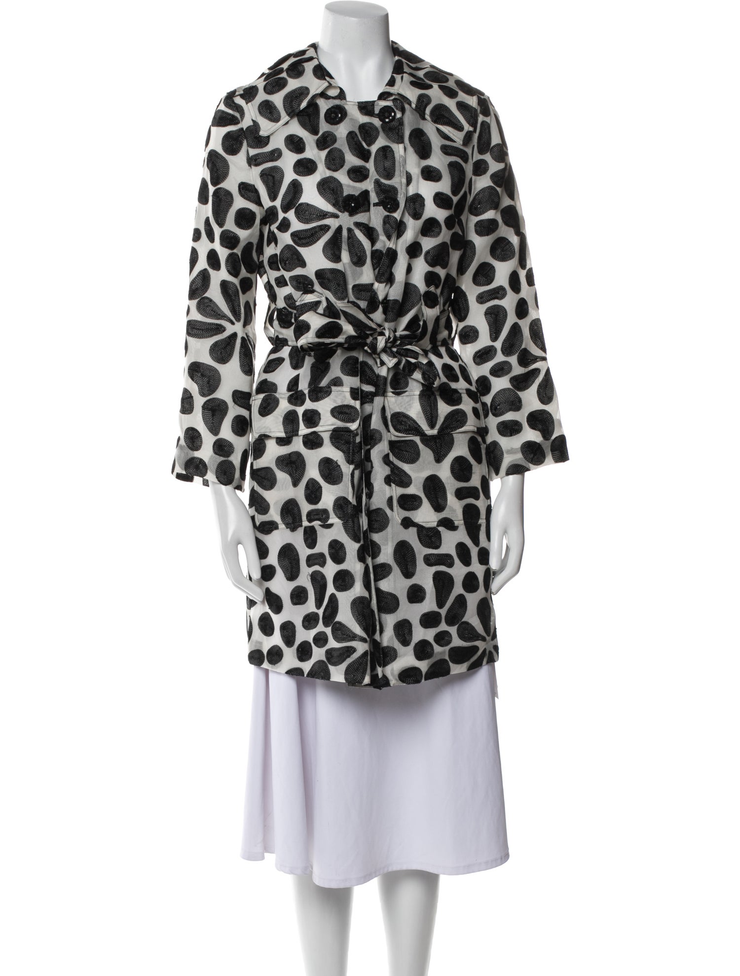 St. John Couture Silk Printed Faux Fur Coat