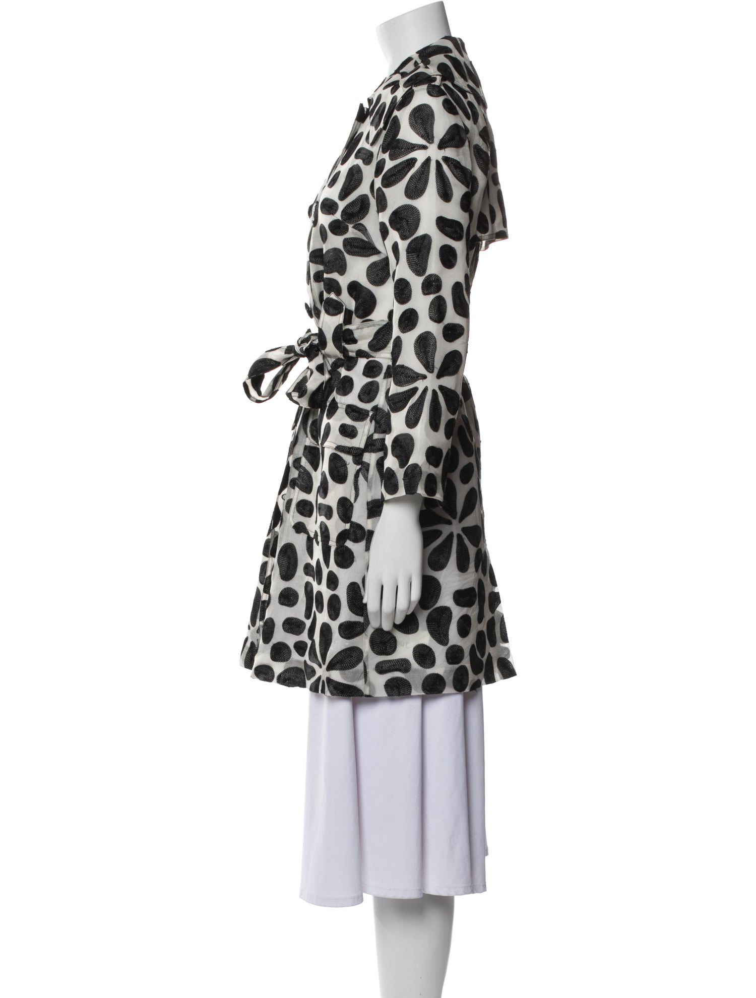 St. John Couture Silk Printed Faux Fur Coat