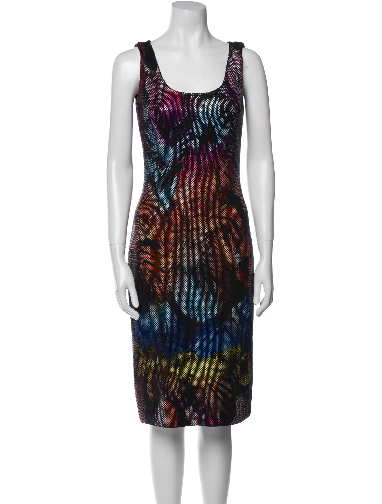 St. John Couture Printed Midi Length Dress