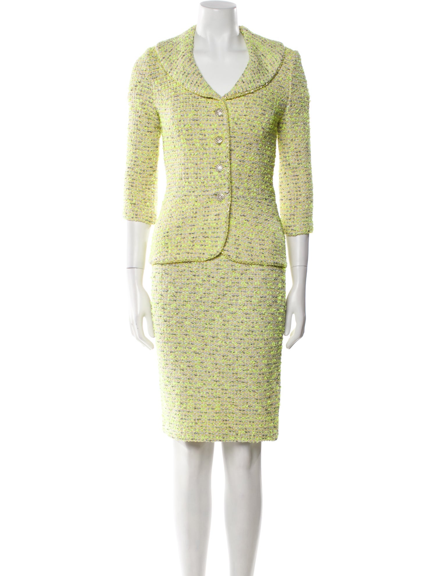 St. John Couture Crystal Embellishments Skirt Suit